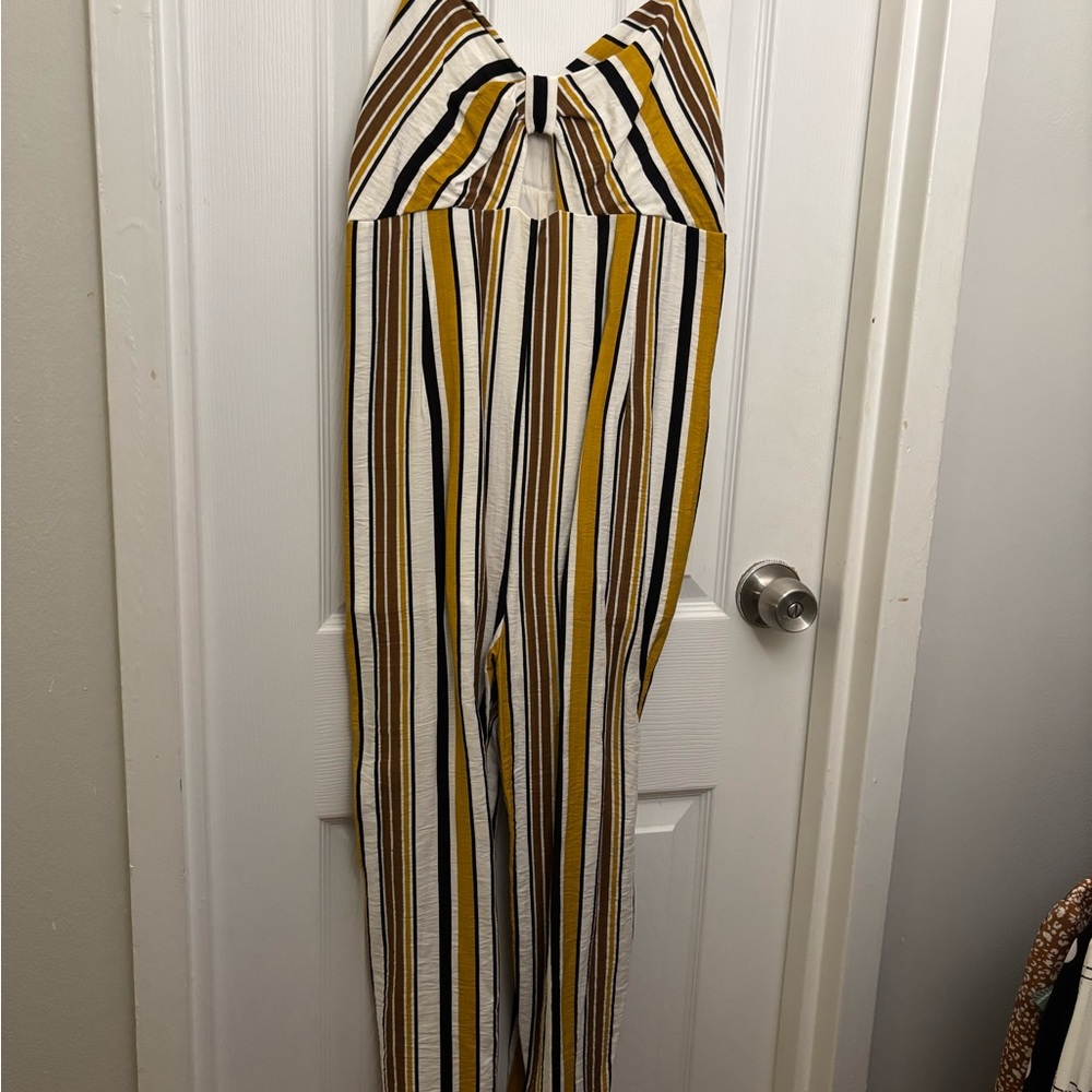 Striped Jumpsuit with Keyhole